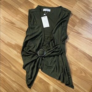 Olive Green Sleeveless Top with Ring Detail